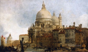 the vision of ezekiel Painting - view of the church of santa maria della salute on the grand canal venice with the dogana beyond 1851 David Roberts